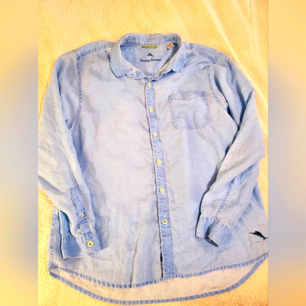 Tommy Bahamas Sea Glass Breezer Linen Shirt size XL. In excellent condition.